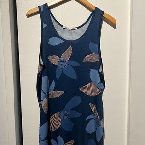 Parke & Ronen Stencil Floral Print Mesh Tank Top